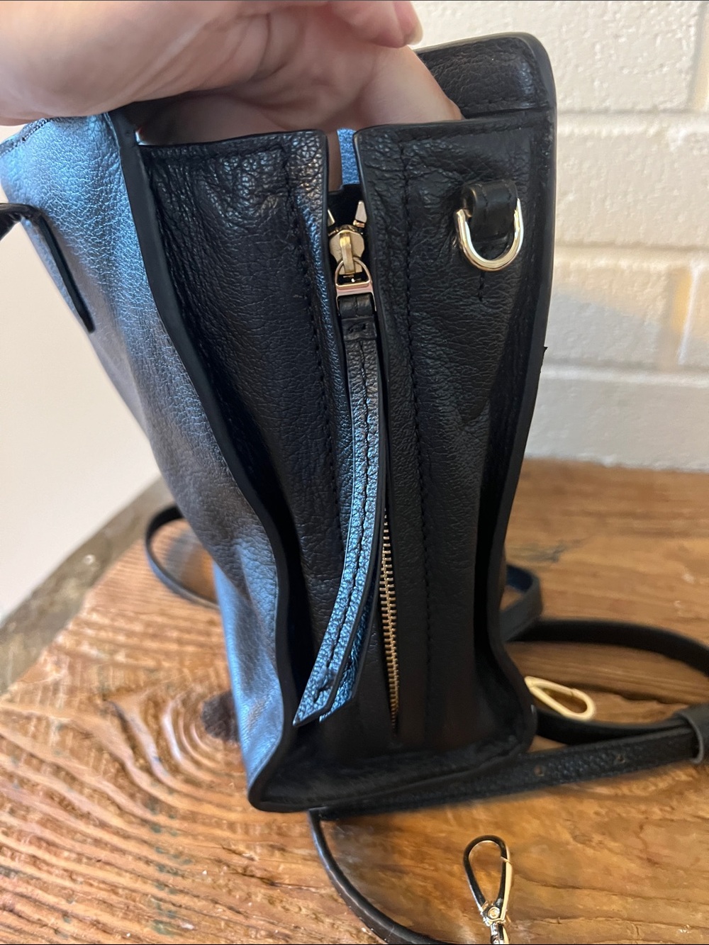 Tory Burch Black Pebbled Leather Satchel with Detachable Strap - Picture 6 of 13